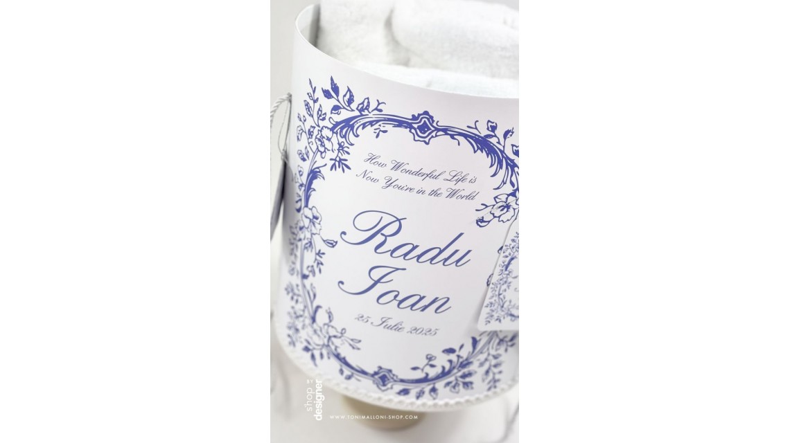 Trusou botez băiețel English Romantic Blue Personalizat cu broderie 2